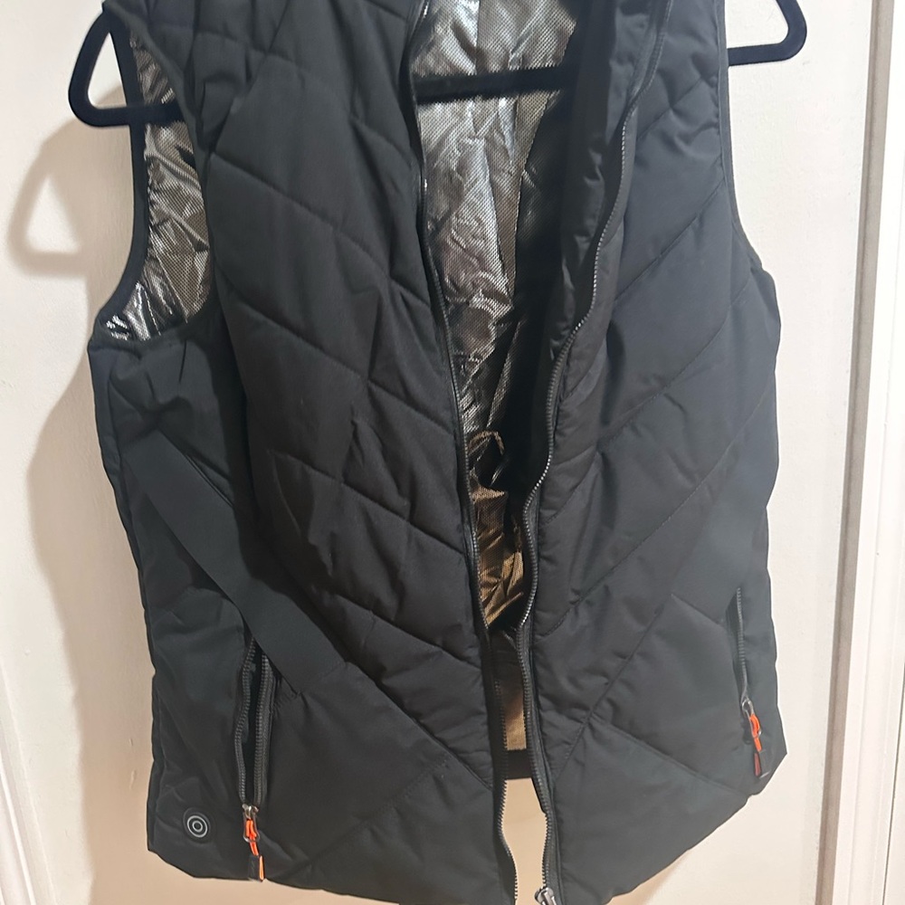 Black Heated Quilted Vest with Silver Lining
